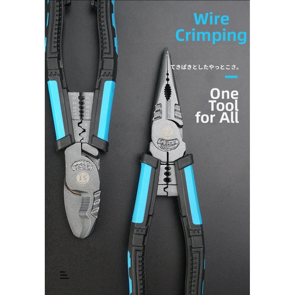 8-Inch Needle Nose Pliers – Wire Stripper, Crimper & Cutter Multi-Function Pliers Axl