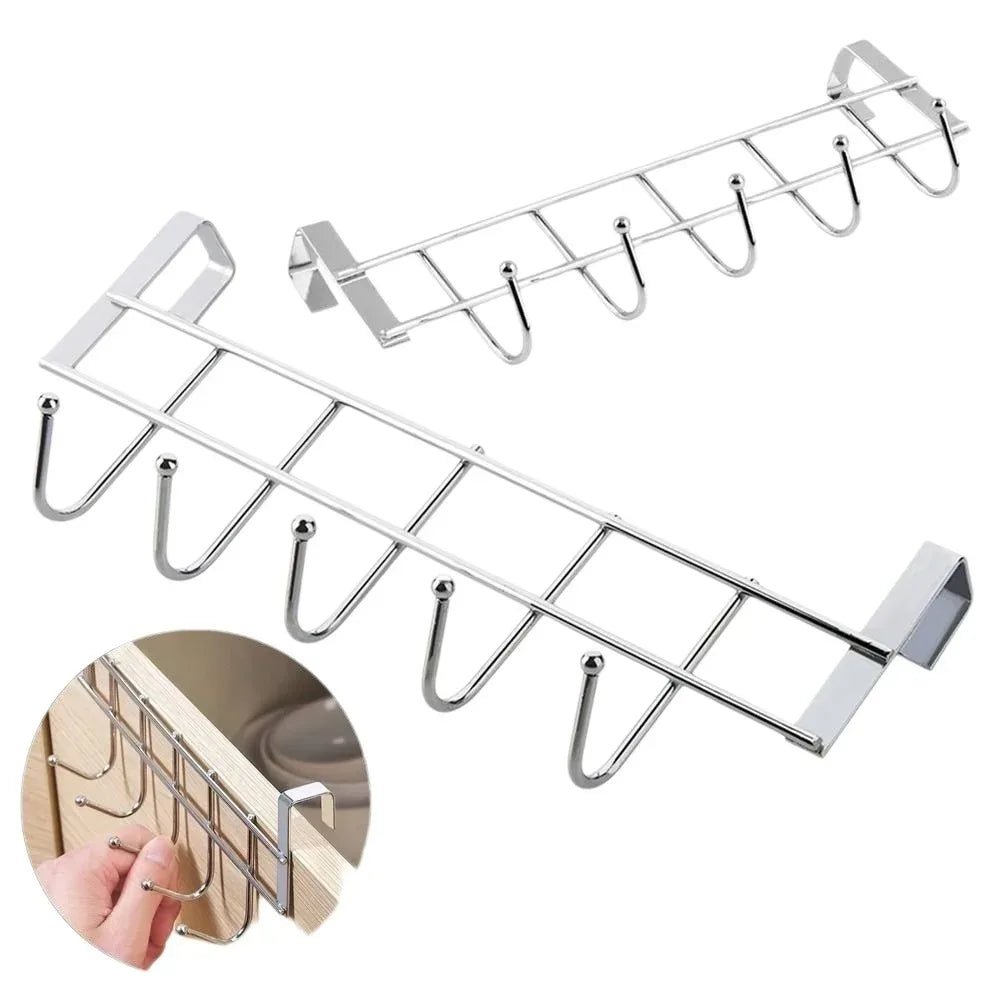 Over The Door 5-Hook Stainless Steel Organizer Rack Door Hook Organizer Axl