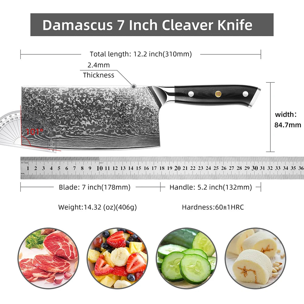 Sunnecko 73-Layer Damascus Steel Kitchen Knife Set | 1-4 Pc Kitchen Knife Set Axl 7 Inch Cleaver Knife China Mainland