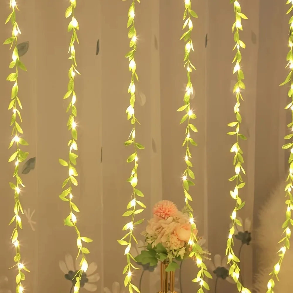 2M 20-LED Willow Leaf String Lights | Battery Copper Wire Decor LED String Lights Axl