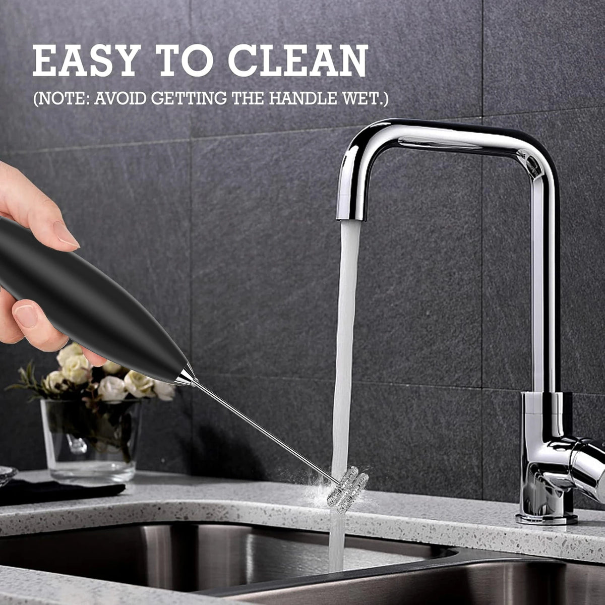 Handheld Milk Frother Wand – Battery Operated Drink Mixer Milk Frother Wand Axl