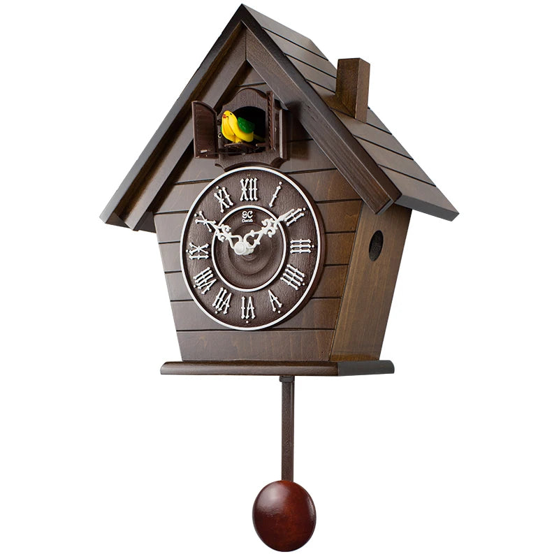 Wood Cuckoo Wall Clock – Bamboo Pendulum Bird Decor 12" Decorative Wall Clock Axl