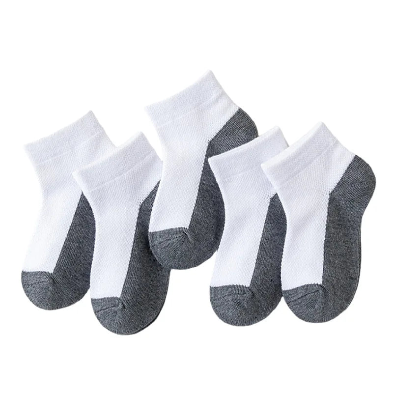 6-Pack Kids Cotton Sports Socks – Breathable Crew Socks Ages 3–6 Kids Sports Socks Axl 5 pairs grey-1