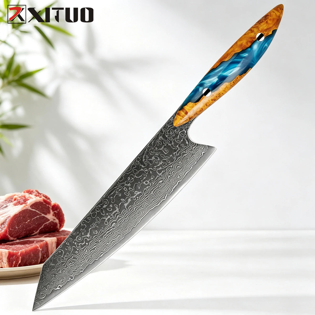 XITUO Damascus Chef Knife Set – 67-Layer VG10 Steel, 1-3 Pcs Damascus Kitchen Knife Set Axl Kiritssuke Knife