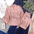 Women's Soft Pajama Set – Long Sleeve V-Neck Loungewear Suit Women's Pajama Set Axl Light pink 3XL