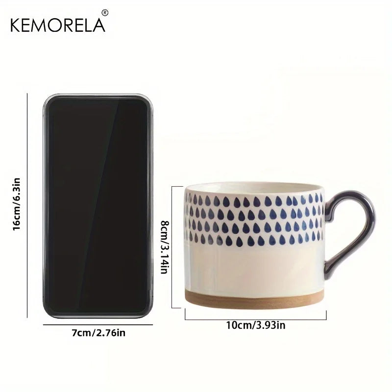 KEMORELA 450ml Nordic Ceramic Coffee Mug with Handle | Retro Ceramic Coffee Mug Axl