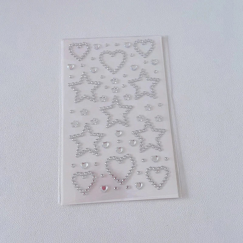 3D Star & Heart Rhinestone Stickers – Kids DIY Craft Decor Rhinestone Craft Stickers Axl Silver