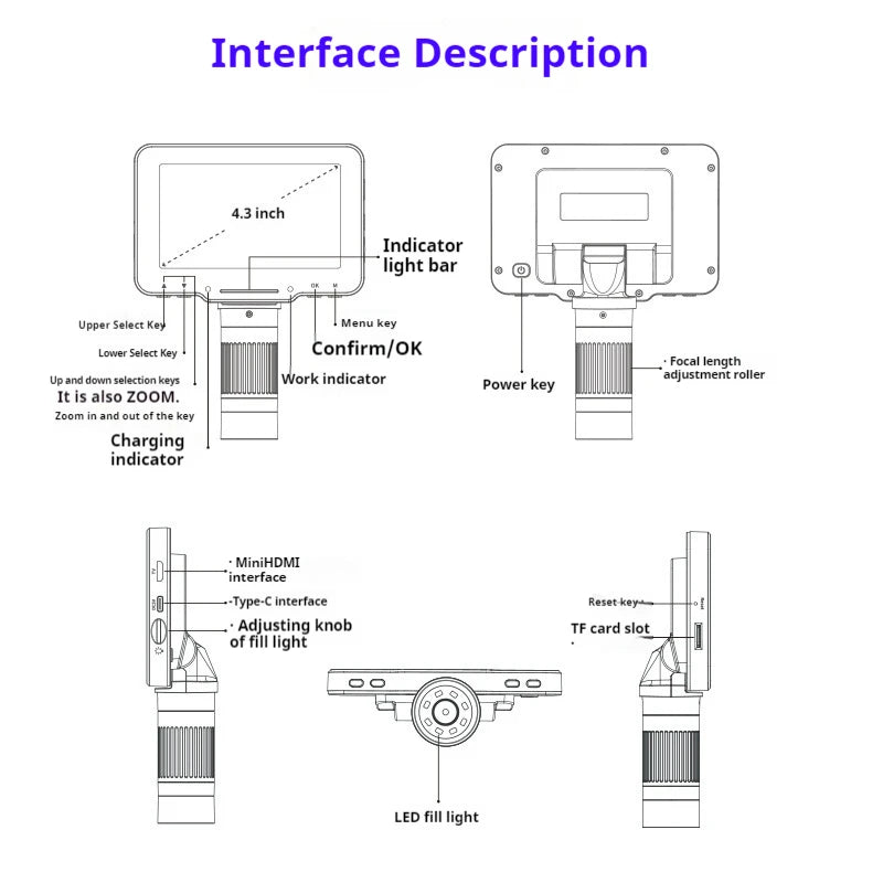 4.3-Inch Digital Inspection Microscope – HD Screen & LED Digital Microscope Axl