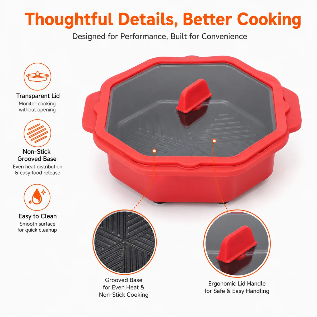 Hexagonal Nonstick Baking Pan with Lid – Air Fryer & Microwave Nonstick Baking Pan Axl