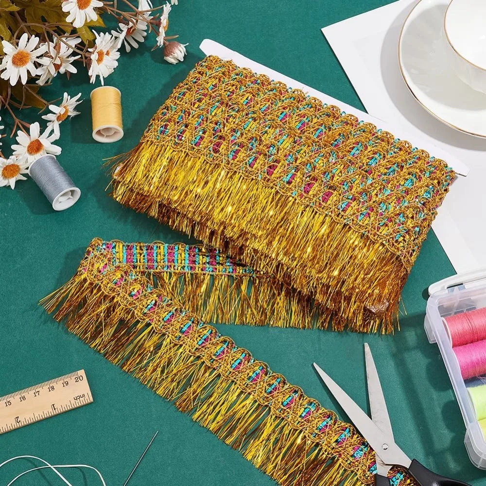 Goldenrod Polyester Fringe Trim Ribbon 60mm x 13m Fringe Trim Ribbon Axl