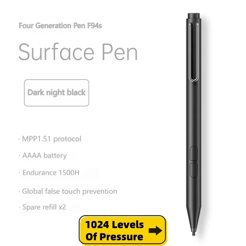 Stylus Pen for Microsoft Surface 4096 Pressure – Pro 9/10/11/8/7 Tablet Stylus Pen Axl F94s - 1024 - Black