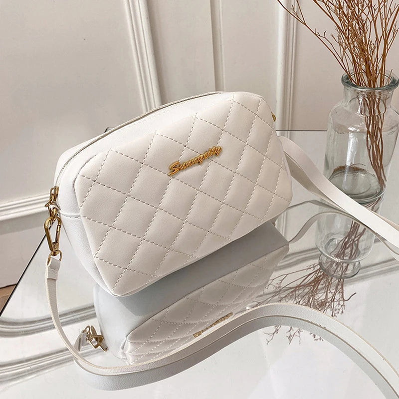 Women's Tassel Crossbody Bag – Quilted PU Leather Shoulder Bag Crossbody Shoulder Bag Axl White