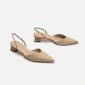 Women's Pointed Toe Square Heel Sandals – Slip-On Strap Square Heel Sandals Axl 37 Beige