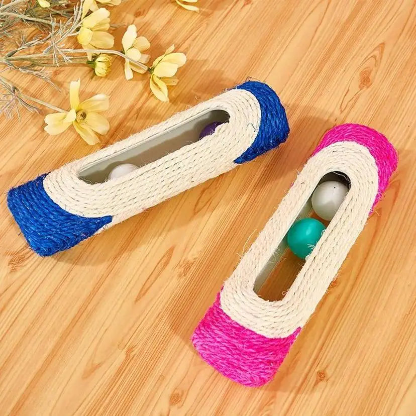 Cat Sisal Scratching Post with Rolling Balls & Feather Toy Cat Scratching Toy Axl