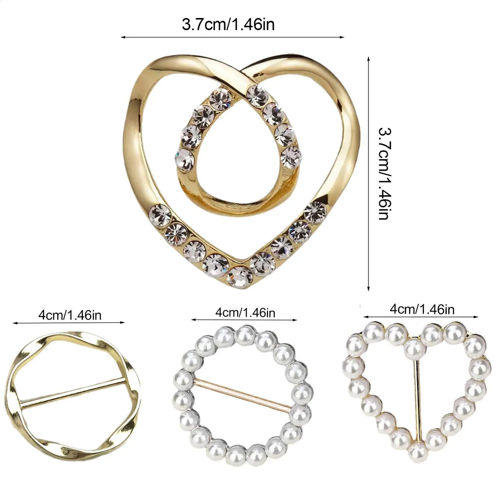 Women's Shirt Clips & Scarf Ring Buckles – 4-Piece Set Fashion Clothing Clips Axl