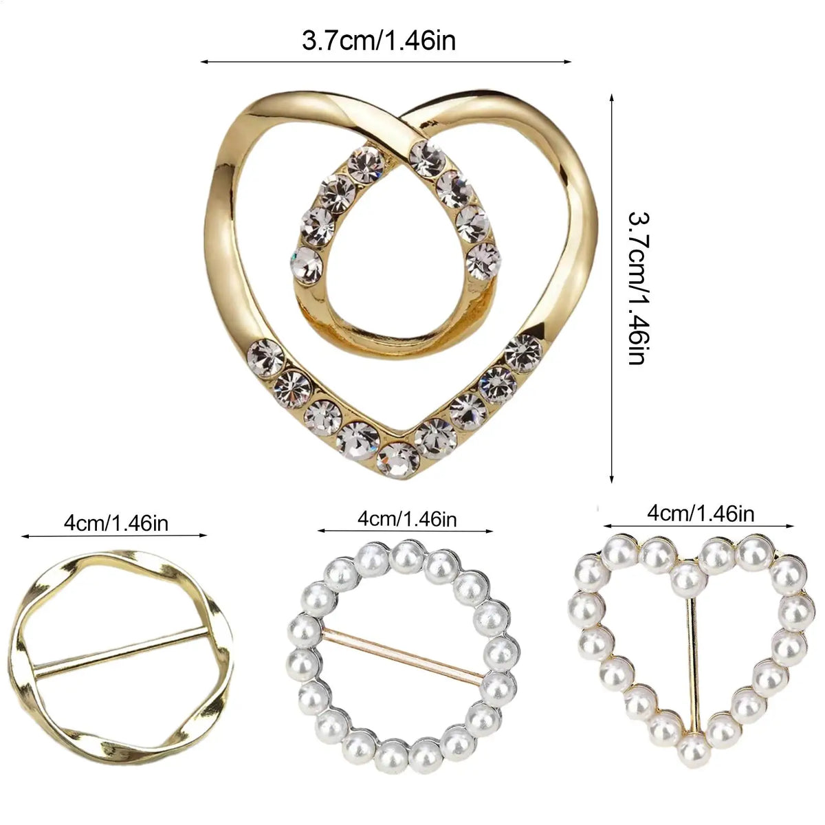 Women's Shirt Clips & Scarf Ring Buckles – 4-Piece Set Fashion Clothing Clips Axl