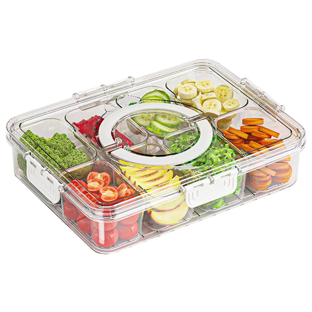 8-Grid Divided Plate with Lid – Fridge Food Storage Box Food Storage Container Axl Transparent 8 Grid
