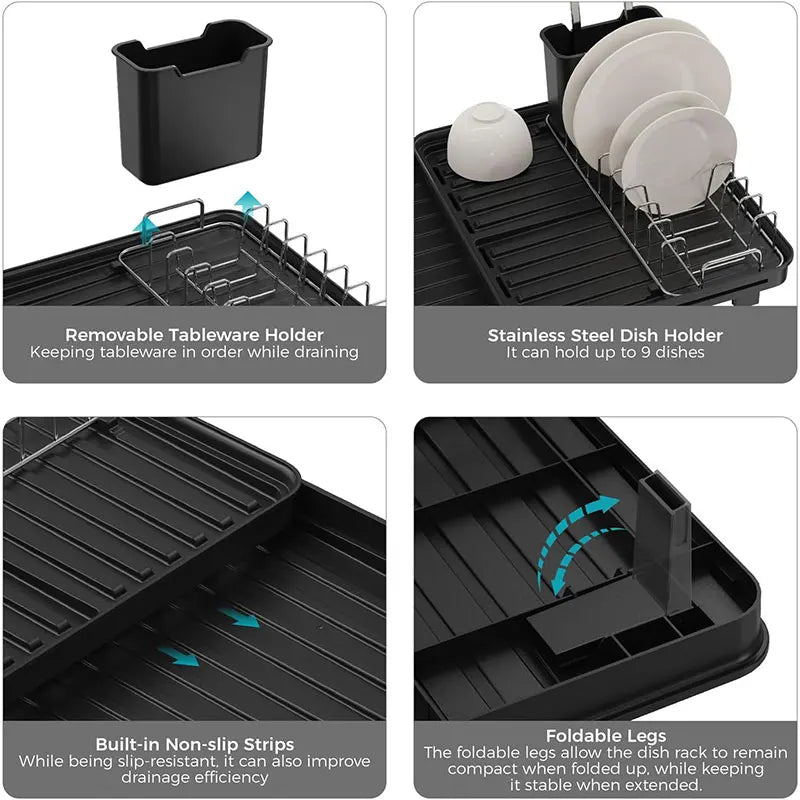 Expandable Dish Drying Rack with Drainboard & Wine Glass Holder Dish Drying Rack Axl
