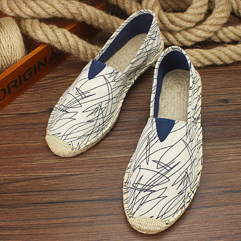 Men's Linen Canvas Slip-On Loafers – Breathable Casual Flats Canvas Slip-On Loafers Axl