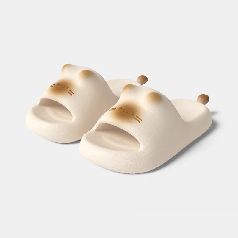 Lorilury EVA Cat Face Slippers – Non-Slip Indoor Slides Indoor Slippers Axl Beige 38-39