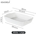KEMORELA Ceramic Baking Dish – 3 Sizes, Handles, Oven Safe Ceramic Baking Dish Axl White L