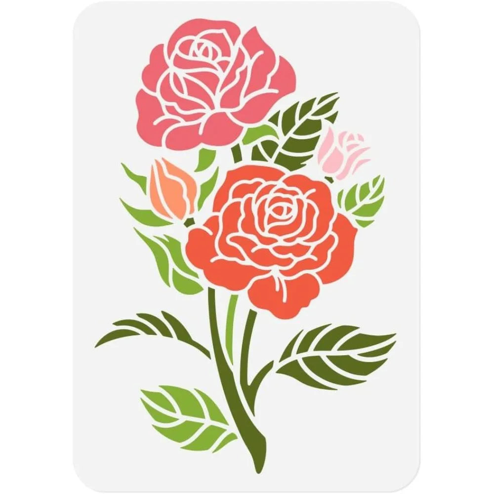 Rose Bouquet Reusable Painting Stencil – 11.69"x8.27" Floral Painting Stencil Axl AECH04-19429