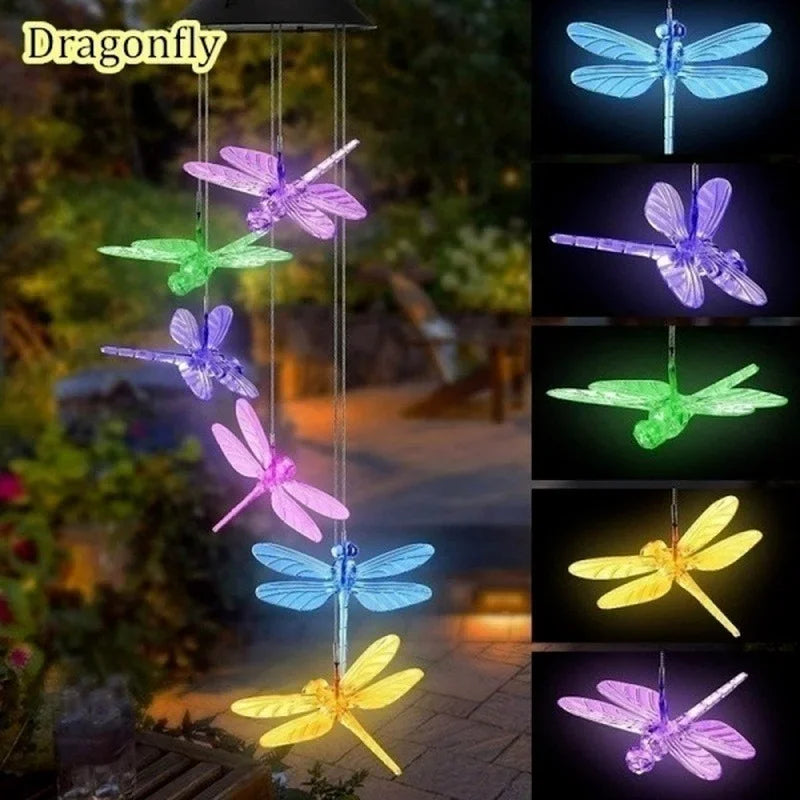 Solar LED Wind Chime Color Changing Crystal Ball Garden Light Solar Garden Light Axl dragonfly