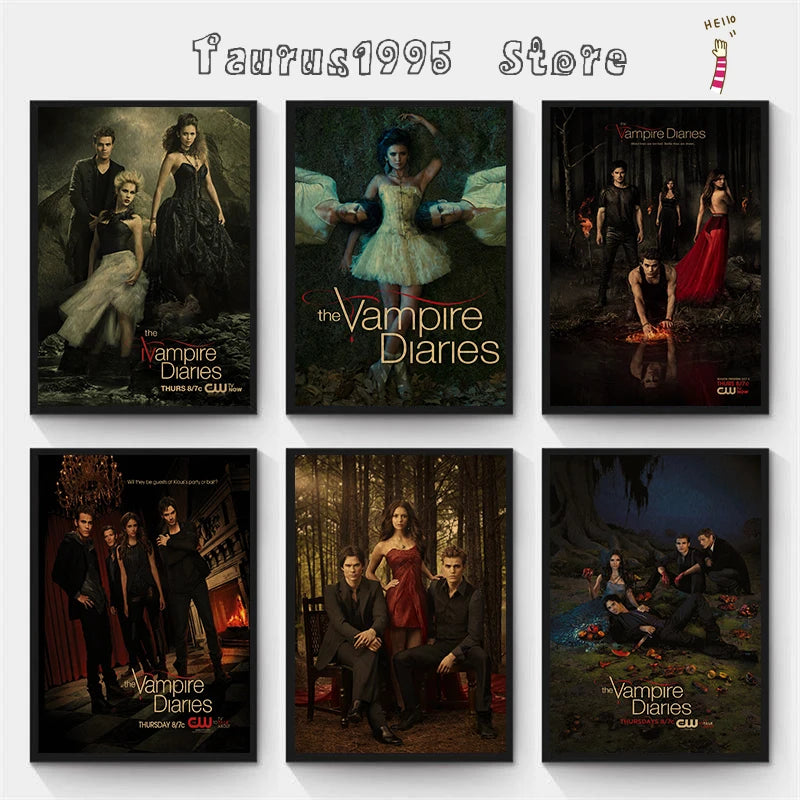 Vampire Diaries Retro Kraft Paper Poster – Wall Art Decor Wall Art Poster Axl