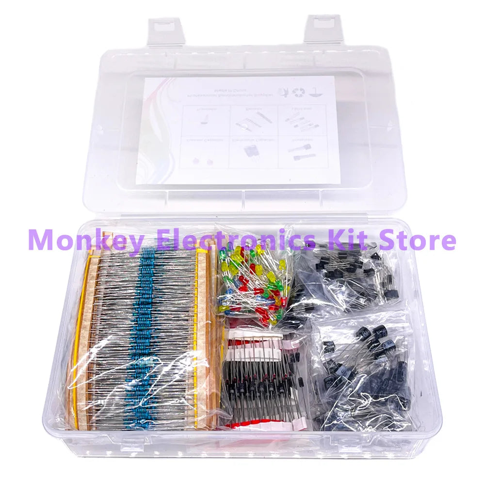 6-in-1 Electronic Components Kit – Resistors, LEDs, Diodes & More Electronic Components Kit Axl