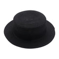 French Flat Top Straw Sun Hat – Unisex Beach & Vacation Cap Straw Sun Hat Axl Black