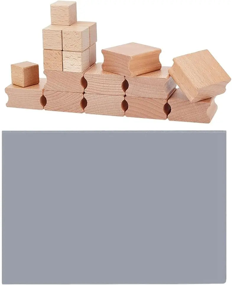 20-Pc Blank Rubber Stamp Set – Beechwood Mounts & Engraving Sheet Stamp Making Kit Axl AECH04-12059