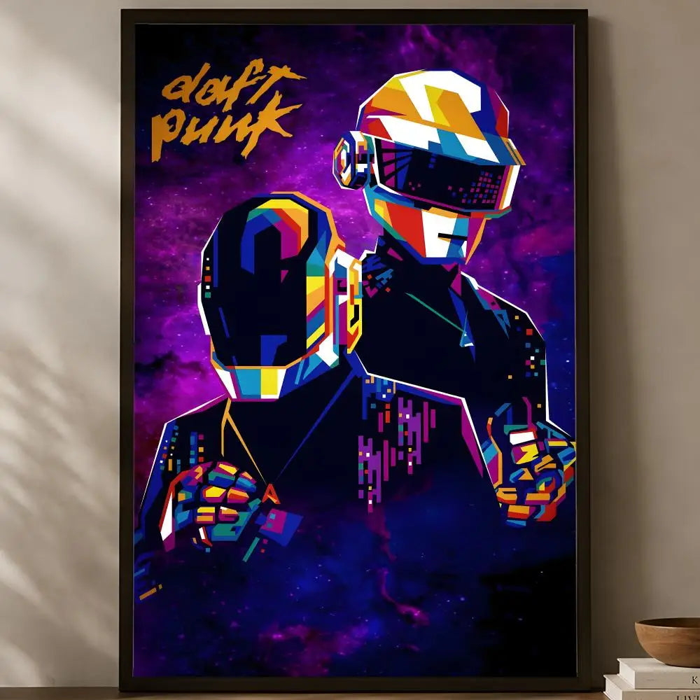 Daft Punk HD PVC Wall Poster – Self-Stick Waterproof Wall Art Wall Art Poster Axl White01 15X20cmNoframe