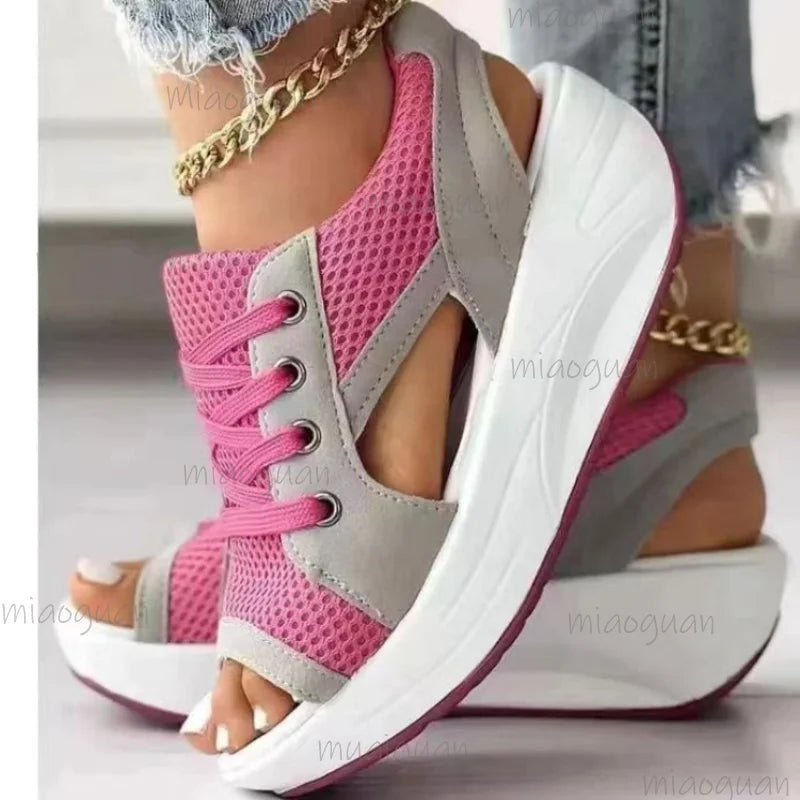 Women's Lace-Up Wedge Sandals – Roman Gladiator Thick Sole Wedge Sandals Axl
