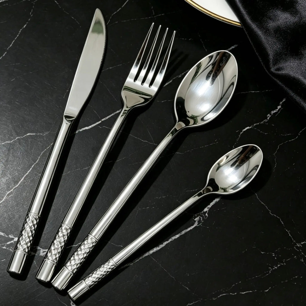 Stainless Steel Flatware Set – Steak Knife, Fork & Spoon Flatware Set Axl