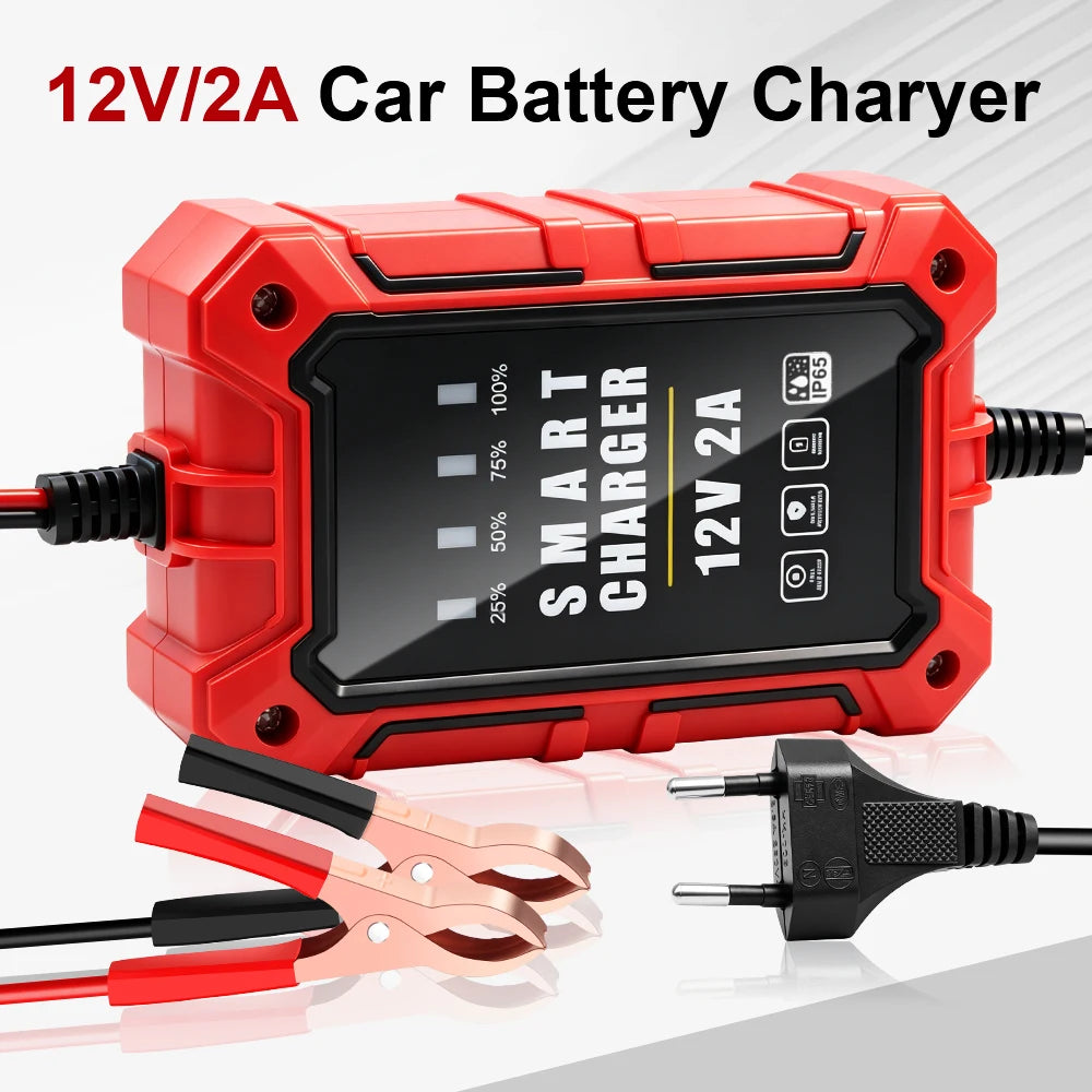 12V Intelligent Auto Car Battery Charger – LCD Smart Pulse Battery Charger Axl