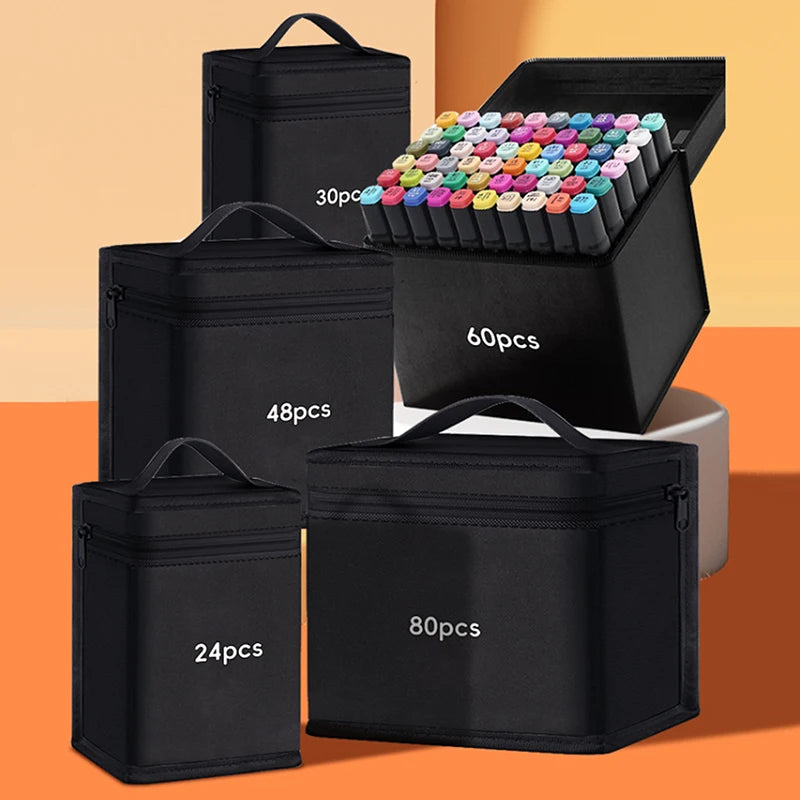 120-Slot Marker Pen Storage Bag | Large Canvas Roll-Up Organizer Marker Pen Organizer Axl