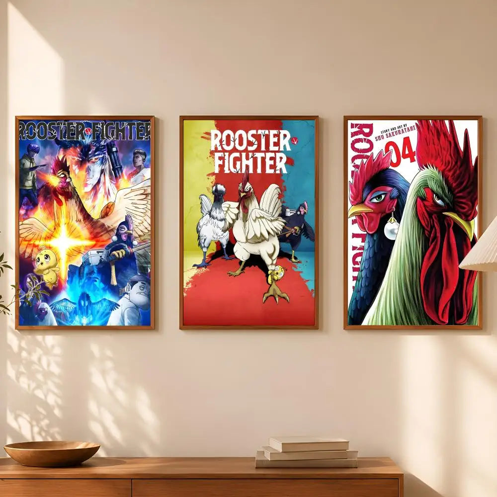 Anime Rooster Fighter HD PVC Self-Stick Wall Art Poster Wall Art Poster Axl