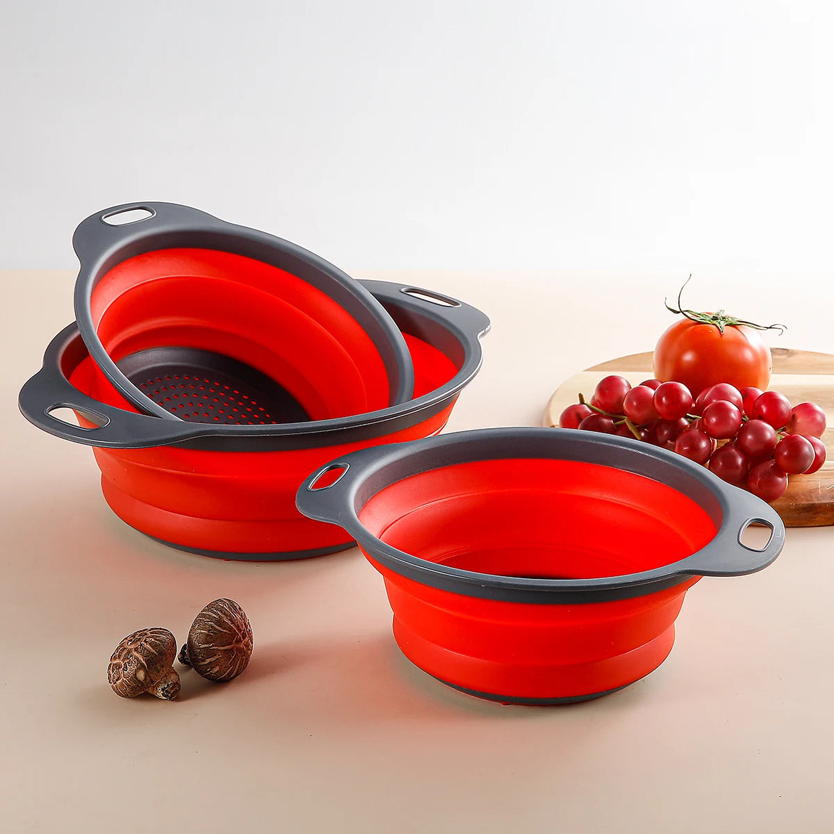 Collapsible Silicone Colander – Foldable Fruit & Veggie Strainer Collapsible Colander Axl