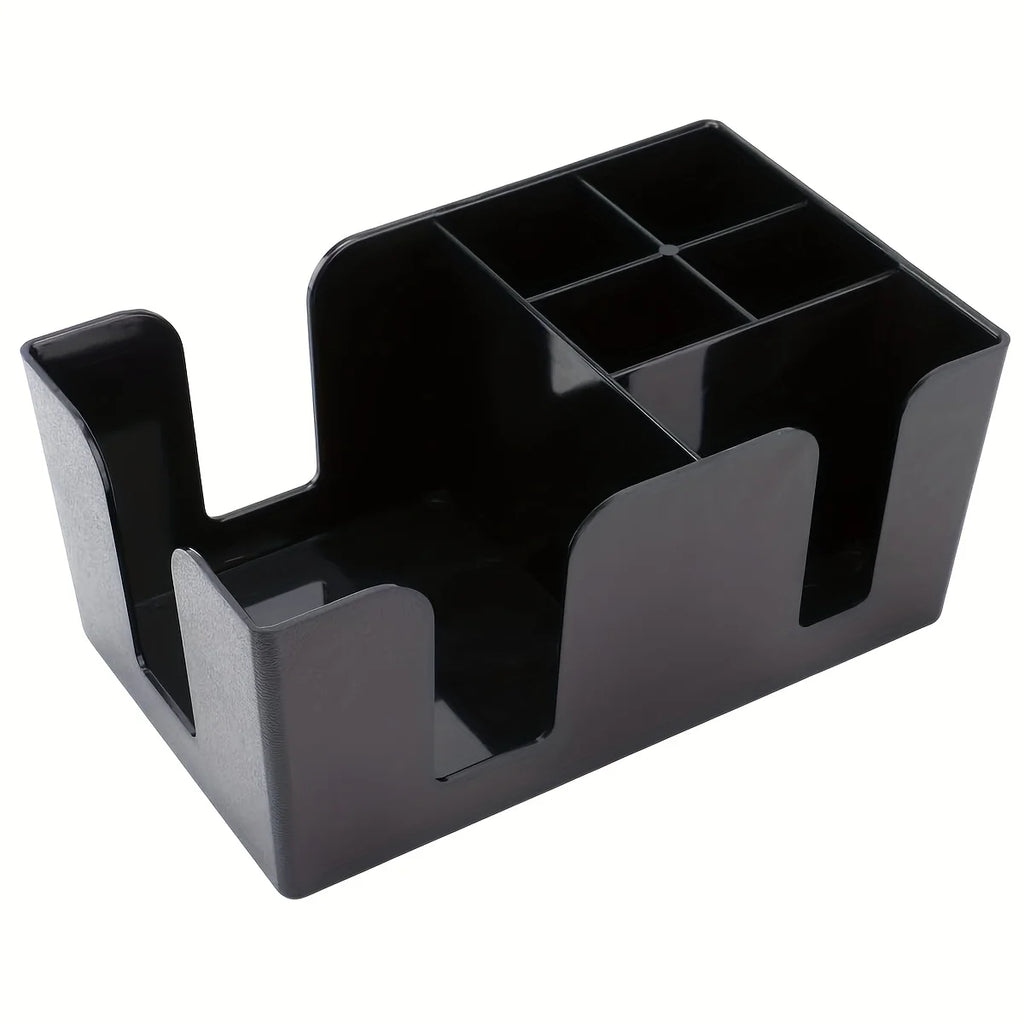 6-Compartment Bar Caddy – Plastic Napkin & Barware Organizer Bar Caddy Organizer Axl black