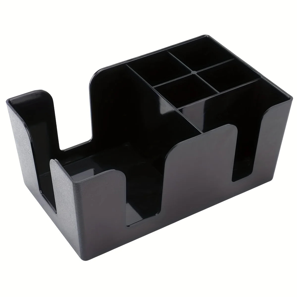6-Compartment Bar Caddy – Plastic Napkin & Barware Organizer Bar Caddy Organizer Axl black