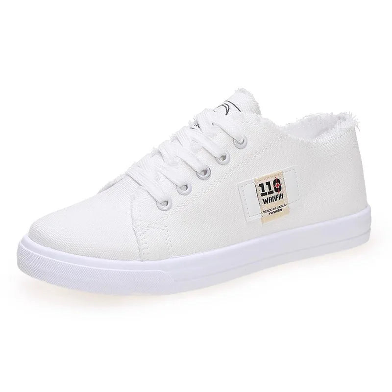Women's Casual Canvas Sneakers – Lightweight Flat Lace-Up Shoes Canvas Sneakers Axl