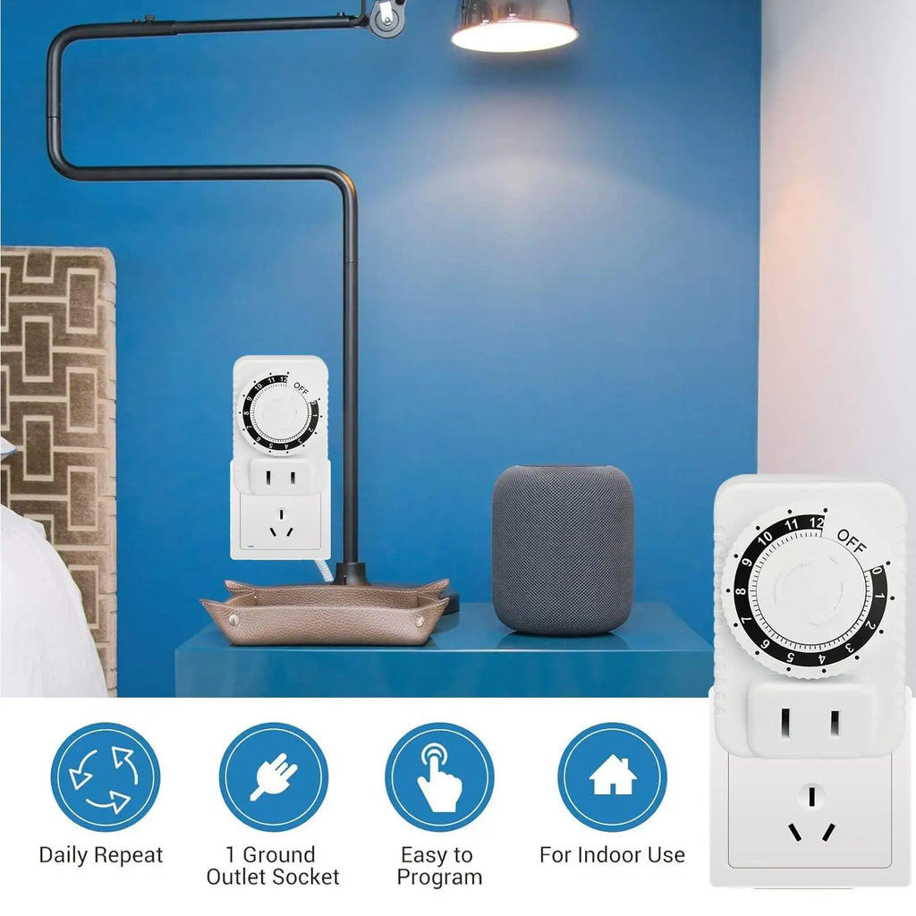 Plug-In Mechanical Timer Outlet – Auto Shut-Off Indoor Socket Mechanical Timer Outlet Axl