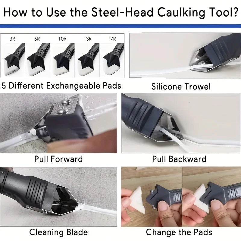 15-Piece Silicone Caulking Tool Set – Kitchen & Bathroom Sealing Caulking Tool Set Axl