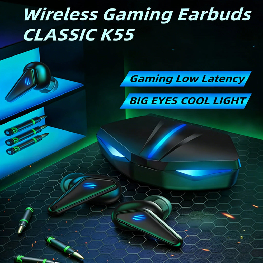 K55-TWS Bluetooth Gaming Earbuds – 65ms Low Latency & Mic Gaming Earbuds Axl
