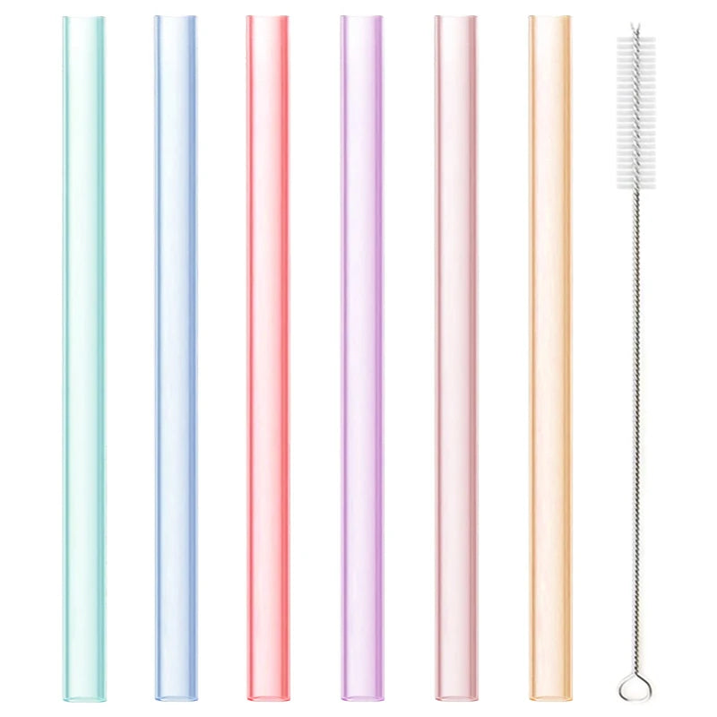 6-Pack Reusable Silicone Straws BPA-Free with Cleaning Brush Reusable Drinking Straws Axl Large