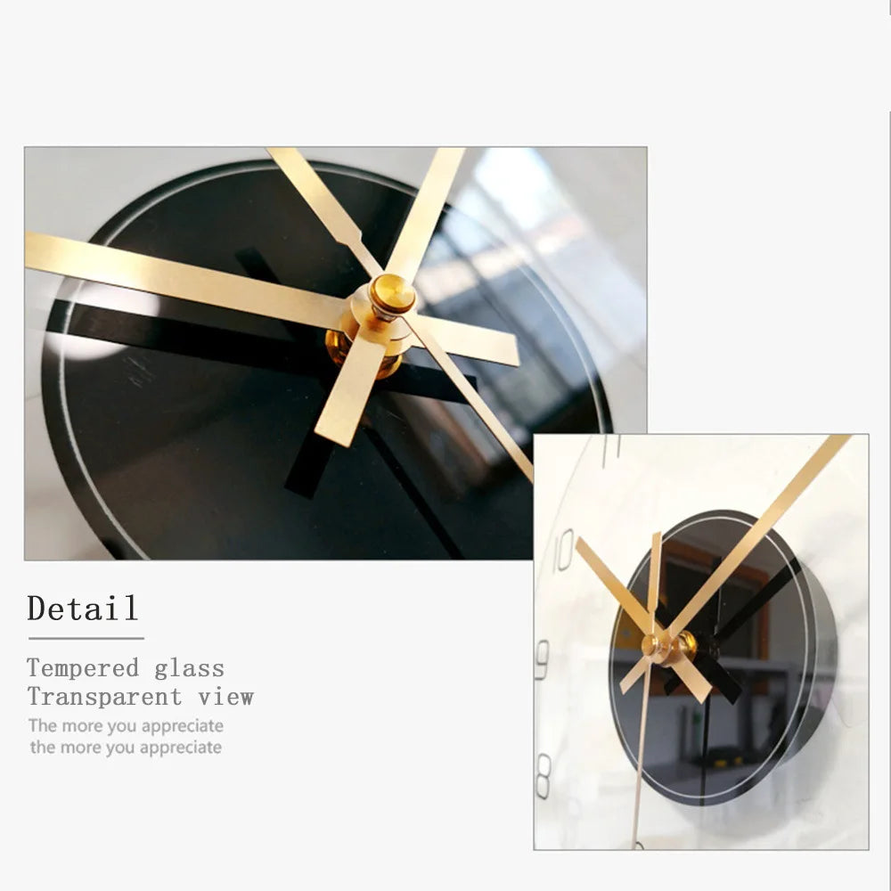 Nordic Glass Wall Clock – Silent Quartz 30cm Transparent Modern Wall Clock Axl