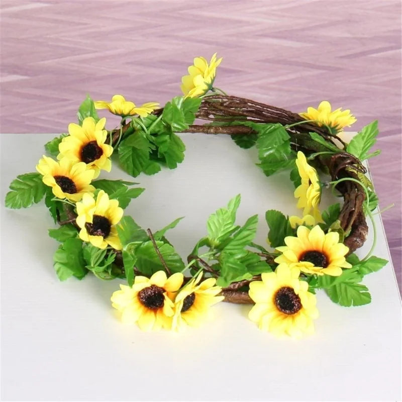 Artificial Sunflower Garland 260cm – Silk Floral Vine Decor Artificial Flower Garland Axl