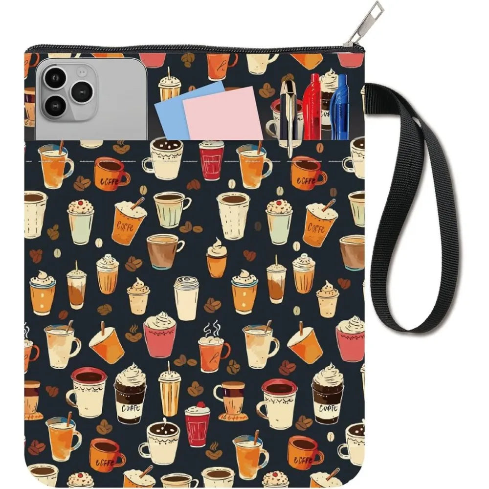 Coffee Fabric Book Sleeve – Zippered Washable Book Cover Fabric Book Sleeve Axl AECH04-18722