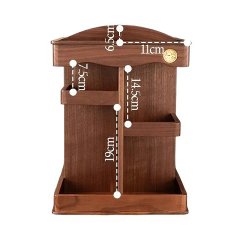 Rotating Wood & Bamboo Makeup Organizer | Cosmetic Storage Box Makeup Organizer Axl