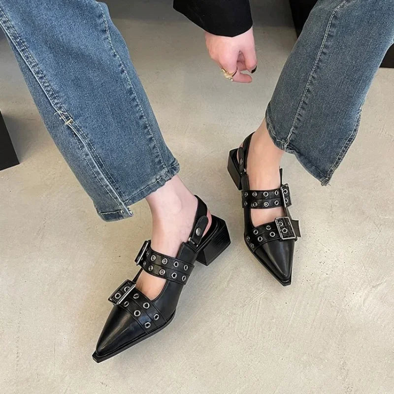 Women's Pointed Toe Rivet Ballet Sandals – Summer Flats 2025 Women's Sandals Axl